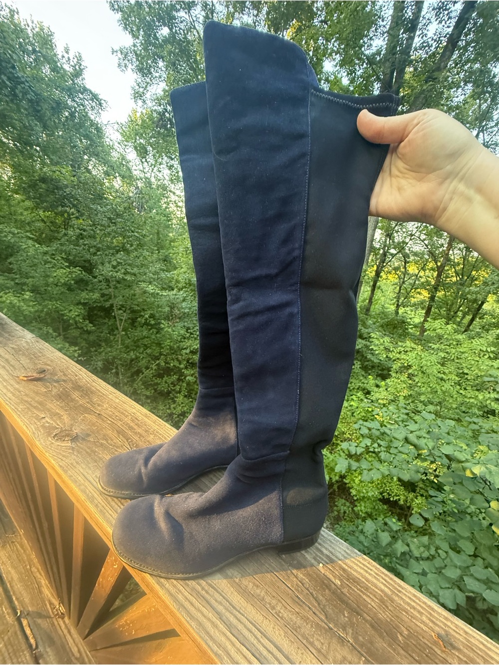 Stuart Weitzman 5050 Navy Suede Over-the-Knee Boots Size 9M